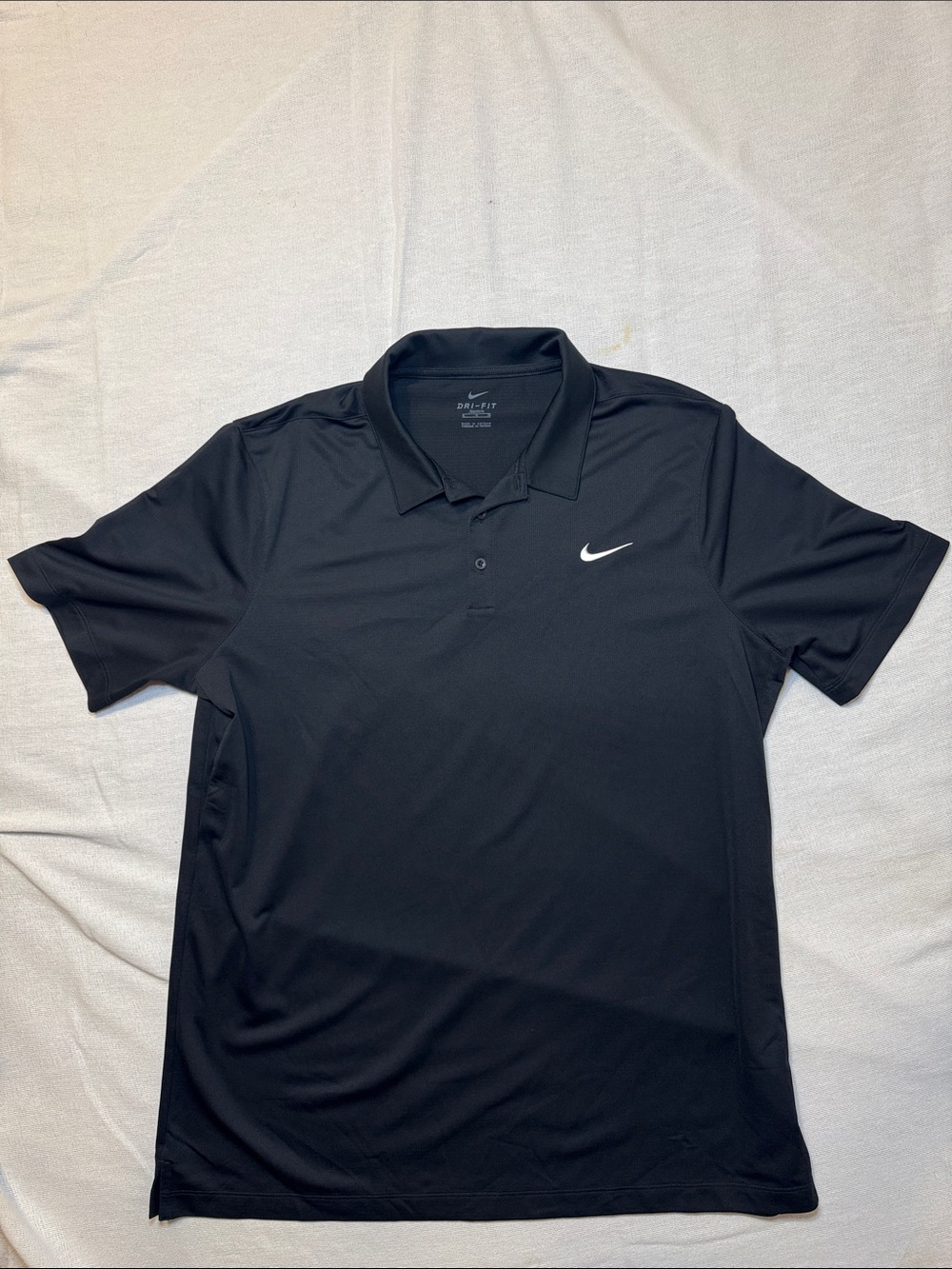 Nike Black Men's Dri-FIT Polo with White Swoosh Size XL Great Cinditiin